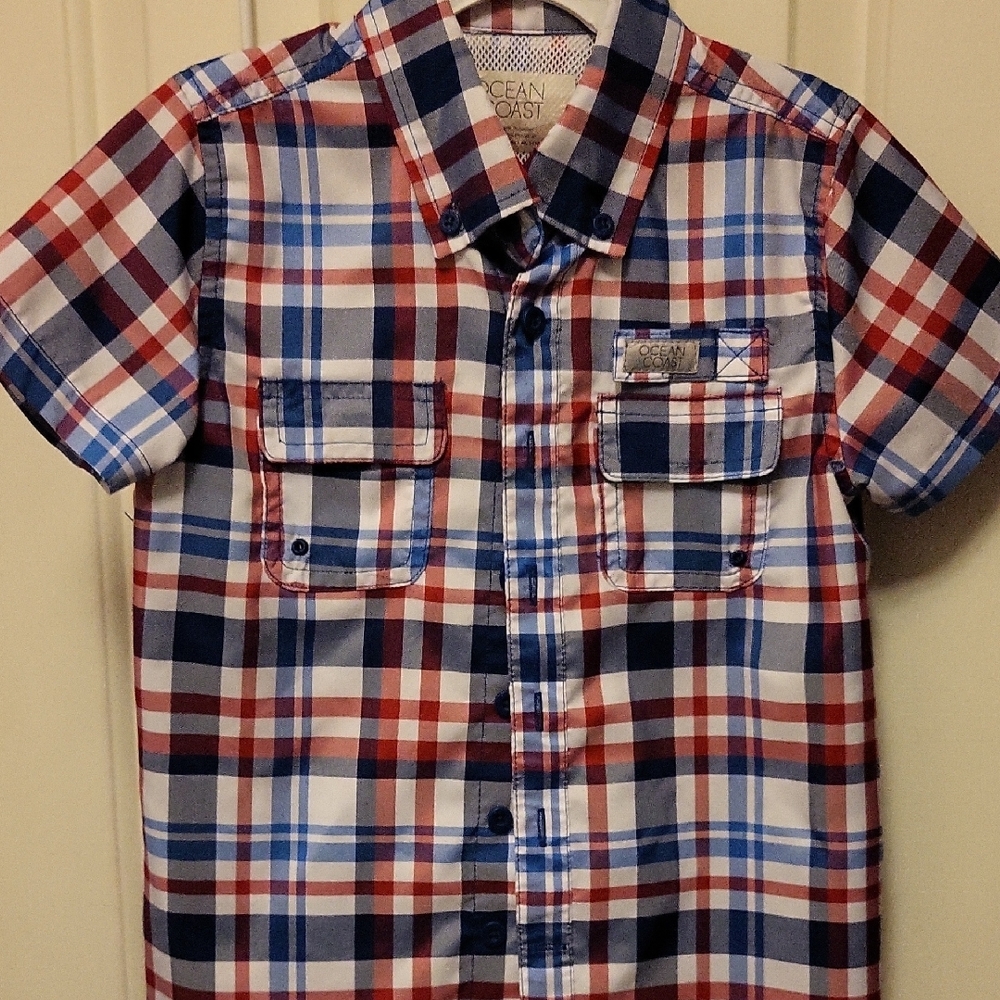 Classic Red and Blue Plaid Button Down Shirt